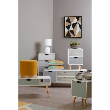 Milo 4 Drawer Rubberwood Grey Contemporary Cabinet