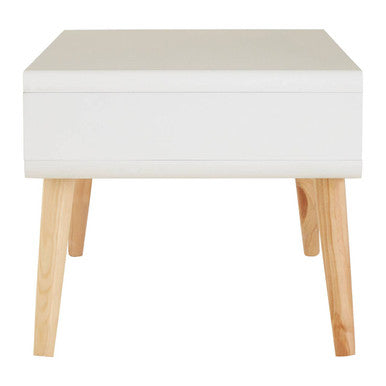 Scandinavian Style Grey White Wooden Coffee Table With Drawer & Open Shelves, Milo