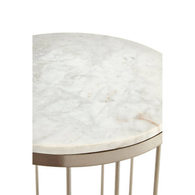 Templar White Marble Cage Design Iron Table