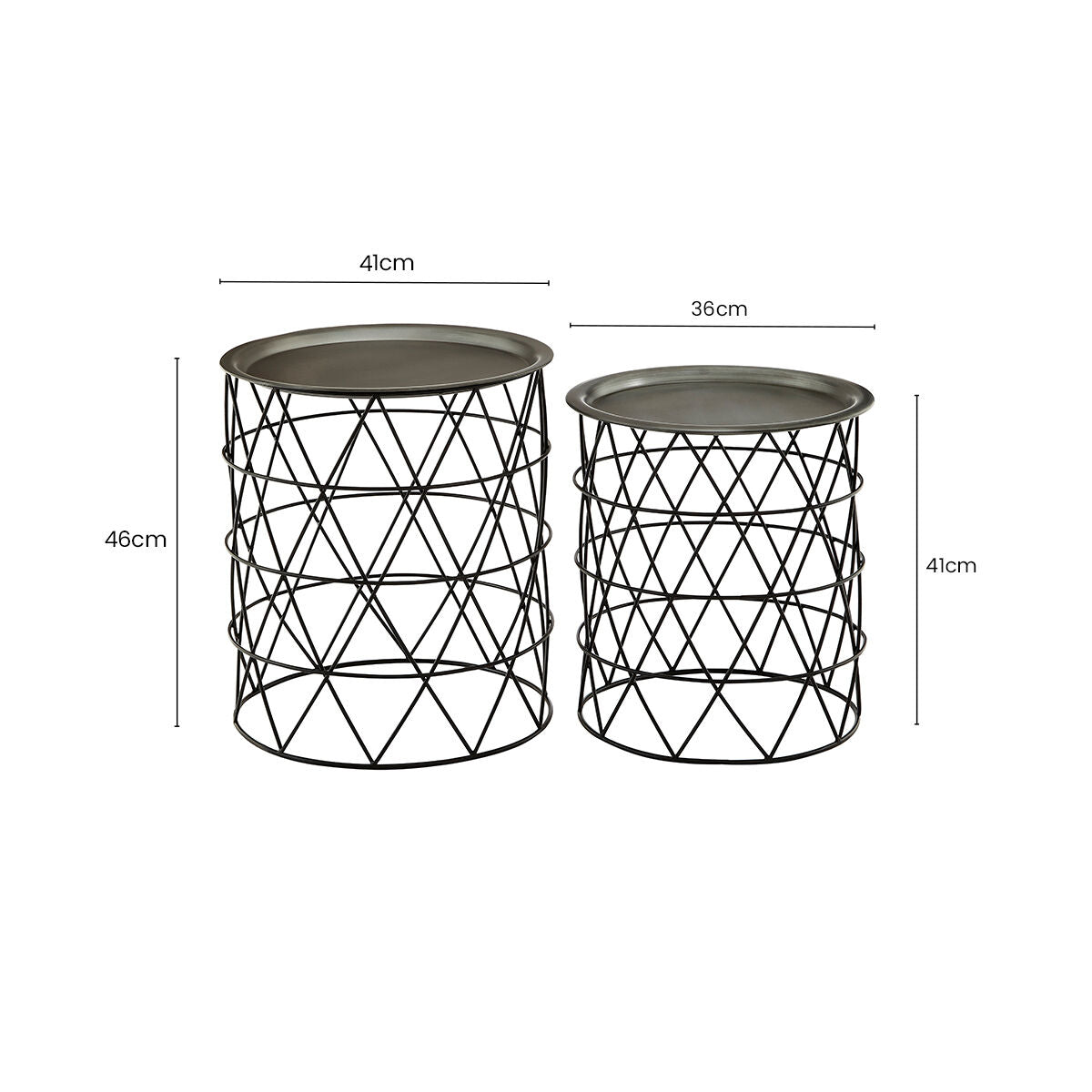 Templar Set Of Two Zinc & Black Iron Tables