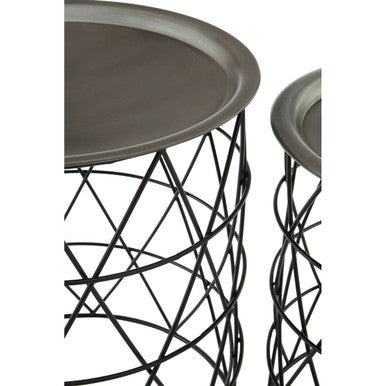 Templar Set Of Two Zinc & Black Iron Tables