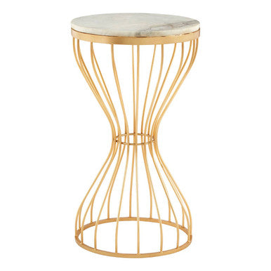 Templar White Marble & Gold Base Round Side Table