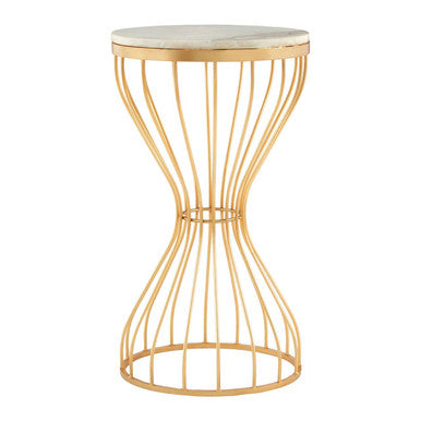 Templar White Marble & Gold Base Round Side Table