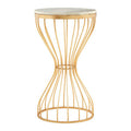 Templar White Marble & Gold Base Round Side Table