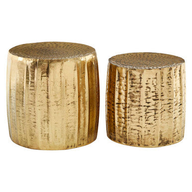 Templar Set Of 2 Antique Brass Side Tables & Stools