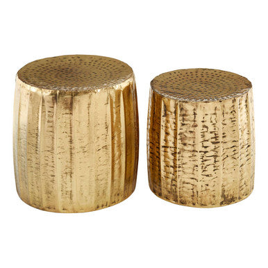 Templar Set Of 2 Antique Brass Side Tables & Stools
