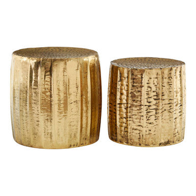 Templar Set Of 2 Antique Brass Side Tables & Stools