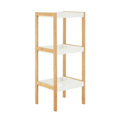 Nostra Three Tiered White & Natural Shelf Unit