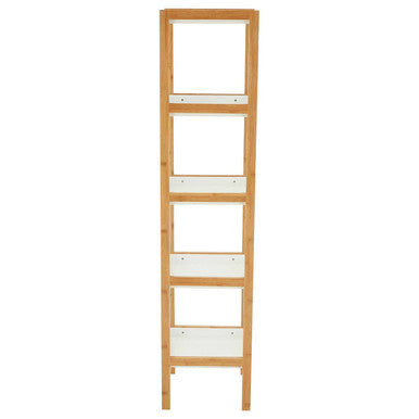 Nostra Five Tiered White & Natural Shelf Unit