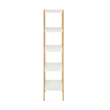 Nostra Five Tiered White & Natural Shelf Unit