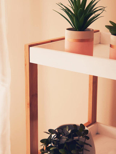 Nostra Five Tiered White & Natural Shelf Unit