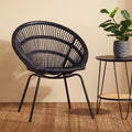 Lagom Black Natural Rattan Chair With Iron Legs