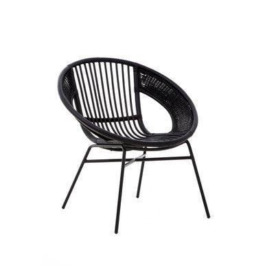 Lagom Black Natural Rattan & Iron Black Chair