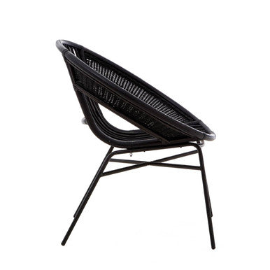Lagom Black Natural Rattan & Iron Black Chair