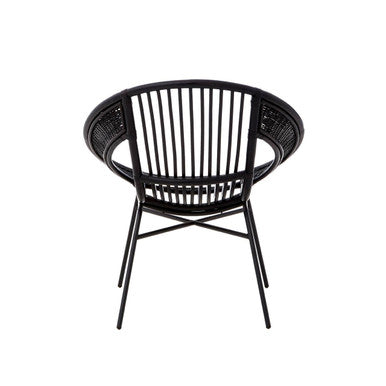 Lagom Black Natural Rattan & Iron Black Chair
