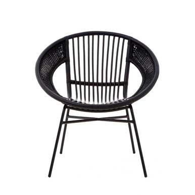 Lagom Black Natural Rattan & Iron Black Chair