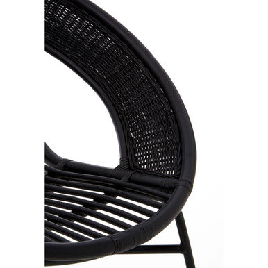 Lagom Black Natural Rattan & Iron Black Chair