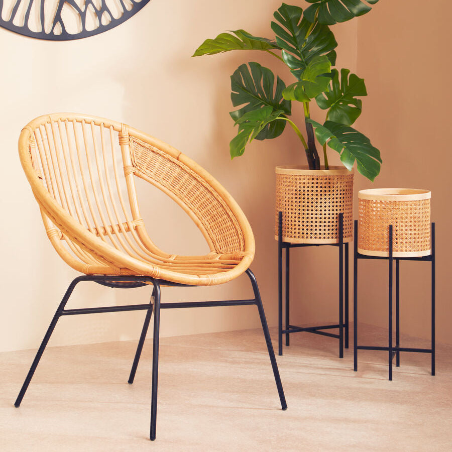 Lagom Natural Rattan & Black Iron Chair