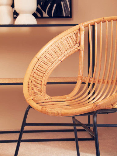 Lagom Natural Rattan & Black Iron Chair