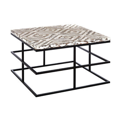 Lombok Mango Wood Black Industrial Coffee Table