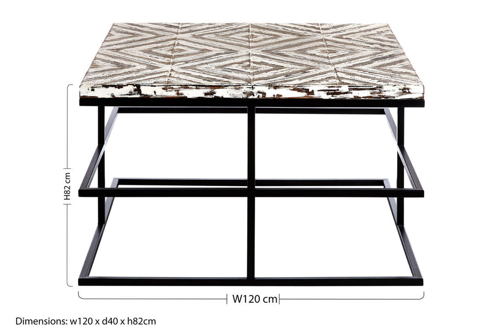 Lombok Mango Wood Black Industrial Coffee Table