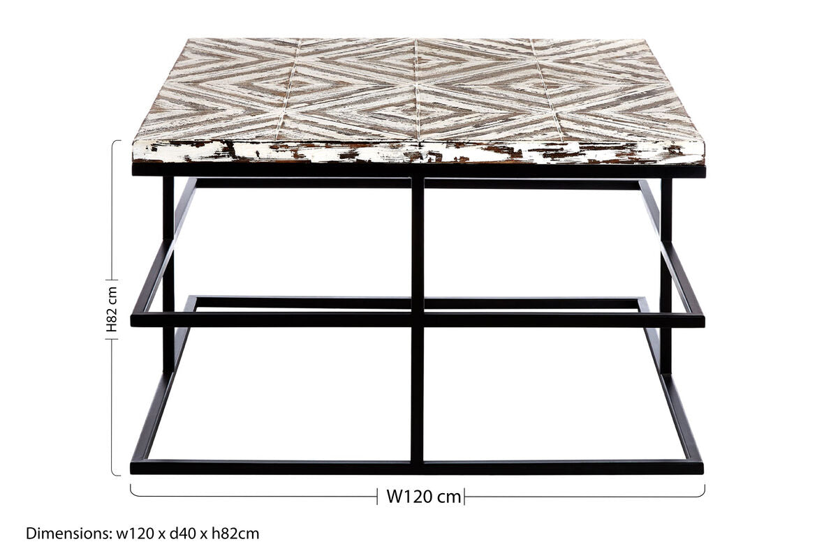 Lombok Mango Wood Black Industrial Coffee Table