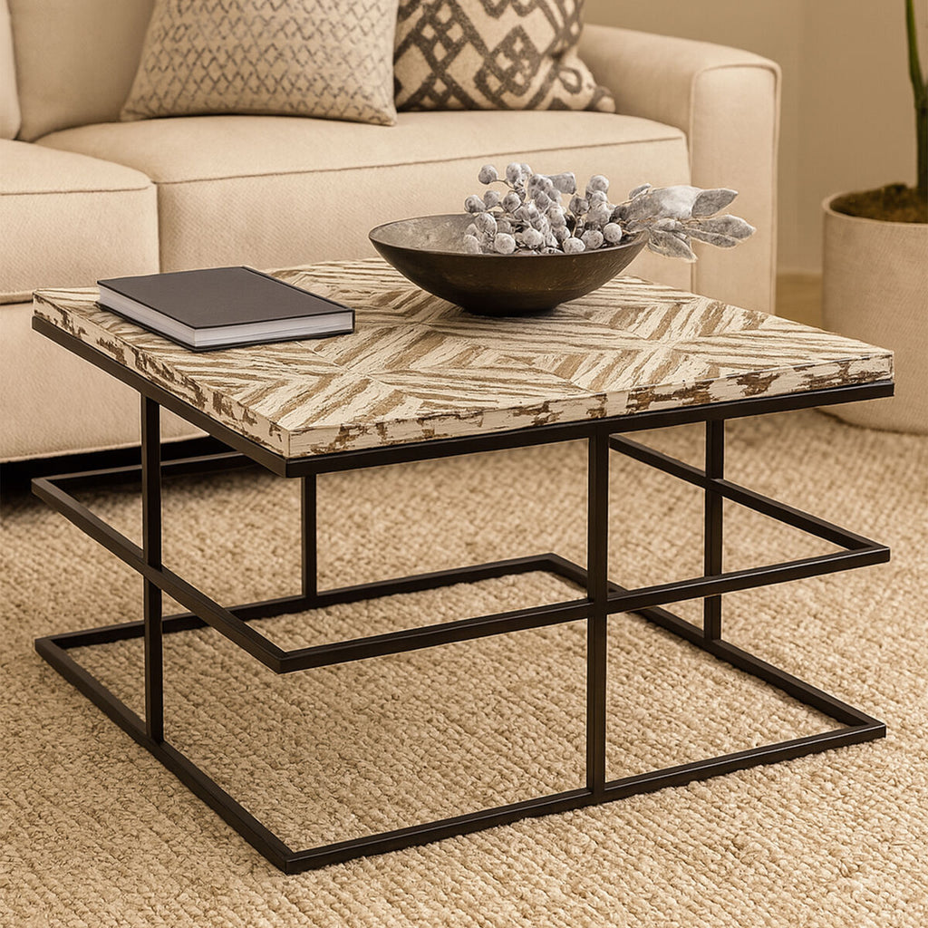 Lombok Mango Wood Black Industrial Coffee Table
