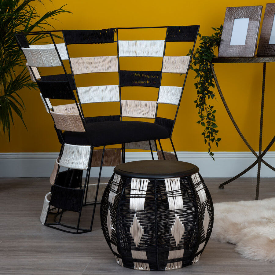 Fusion Beige & Black & White Woven Chair