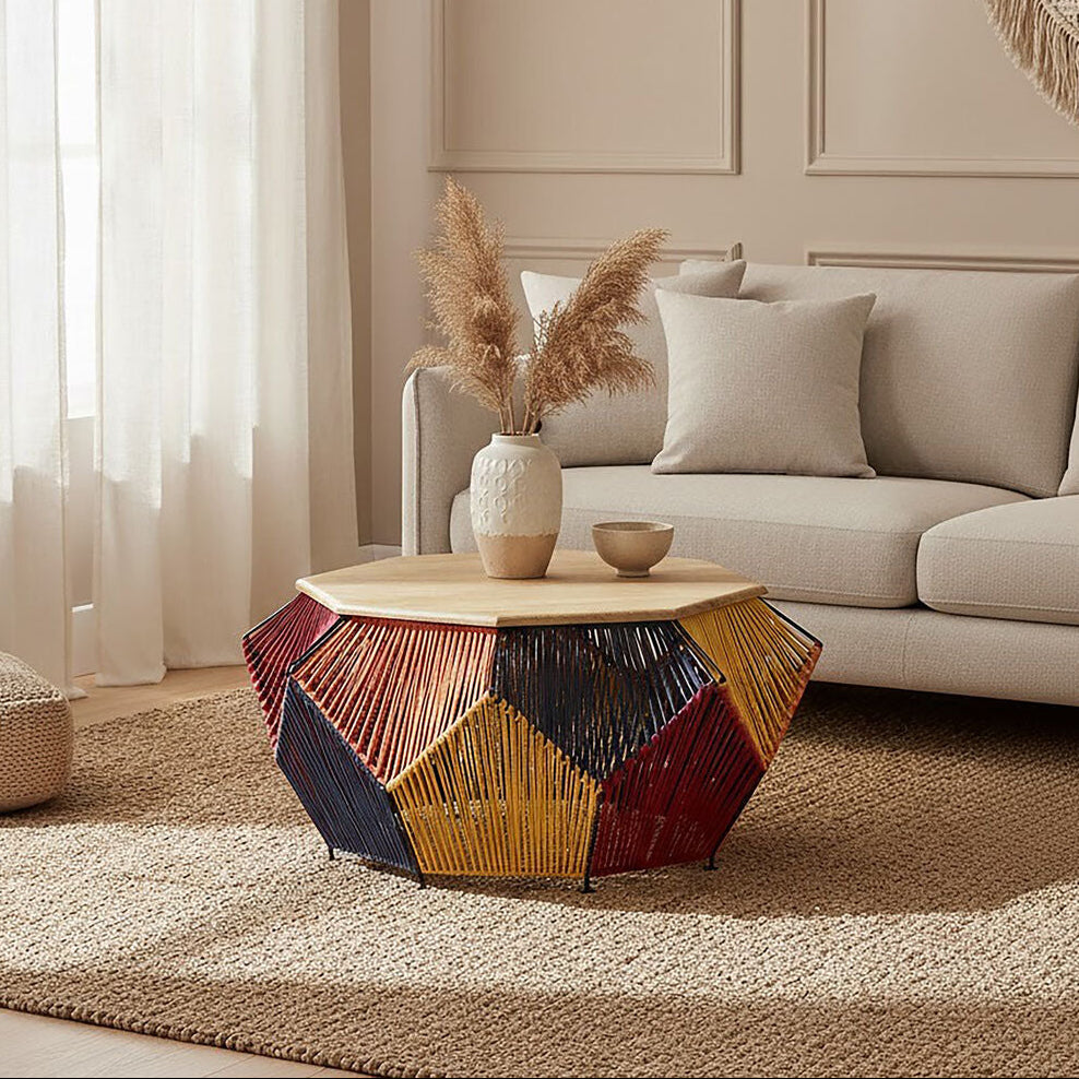 Fusion Multicoloured Woven Hexagon Coffee Table