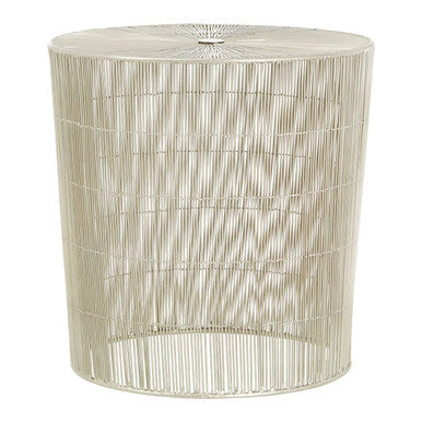 Silver Pewter-Finish Iron Cage Side Table With Concentric Circle Design, Templar