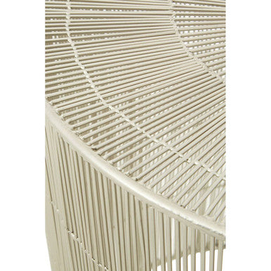 Silver Pewter-Finish Iron Cage Side Table With Concentric Circle Design, Templar