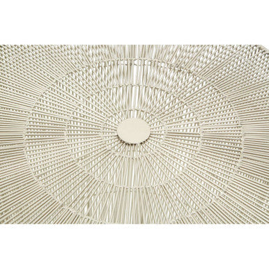 Silver Pewter-Finish Iron Cage Side Table With Concentric Circle Design, Templar