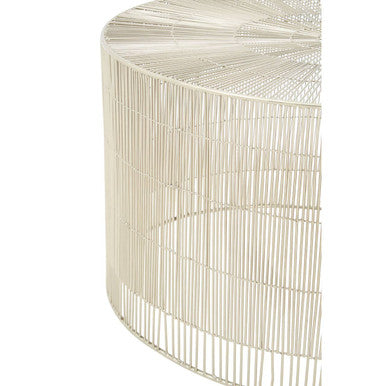 Silver Pewter-Finish Round Cage Side Table With Concentric Circle Design, Templar