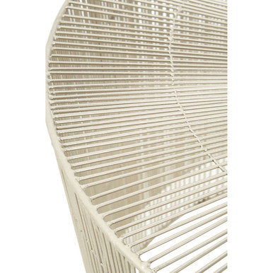 Silver Pewter-Finish Round Cage Side Table With Concentric Circle Design, Templar