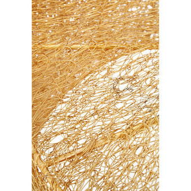 Gold Circular Iron Coffee Table With Gold Vertical Line Frame, Templar