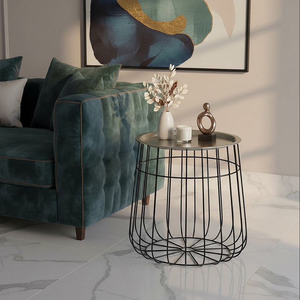 Templar Silver & Black Wire Detail Side Table