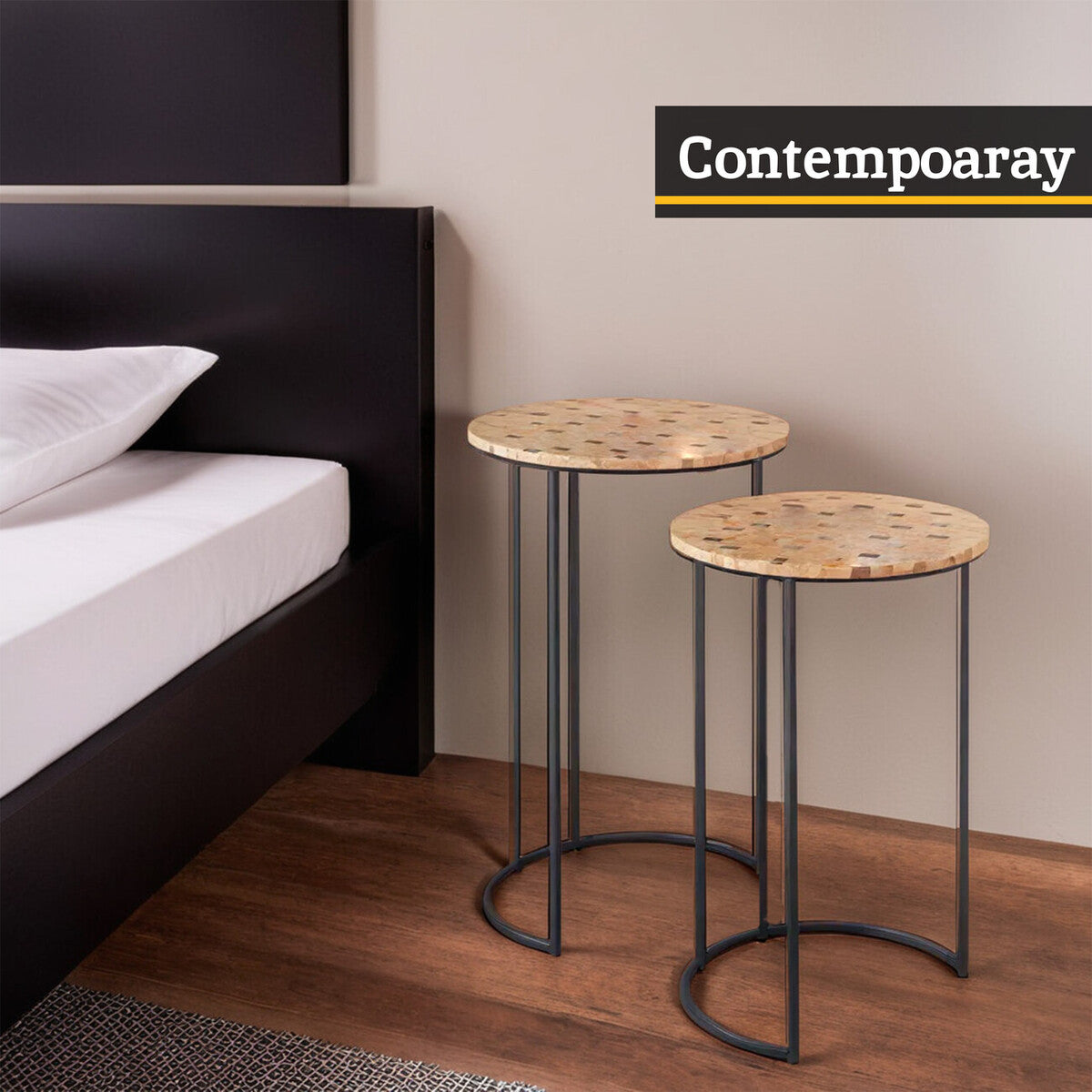 Halle Set Of Two Mother Of Pearl Nesting Side Tables