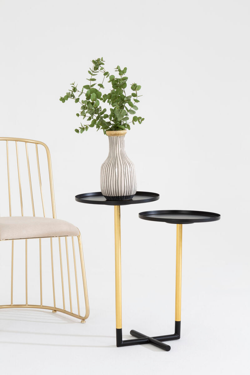 Halle Black & Gold 2 Tier Side Table