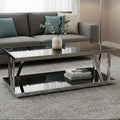 Ackley Silver Coffee Table With Black Glass