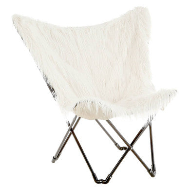Sienna White Fur Butterfly Chair
