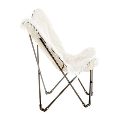 Sienna White Fur Butterfly Chair