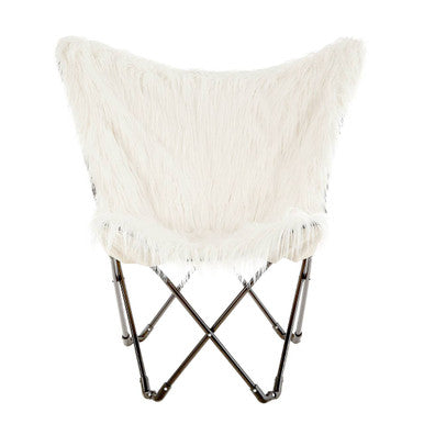 Sienna White Fur Butterfly Chair