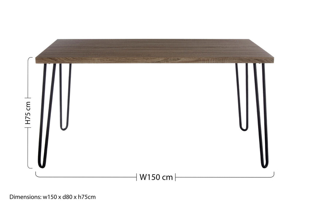 Borough Veneer Top & Metal Legs Dining Table