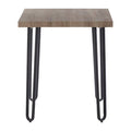 Natural Wooden Top Side Table With Hairpin Metal Legs, Borough
