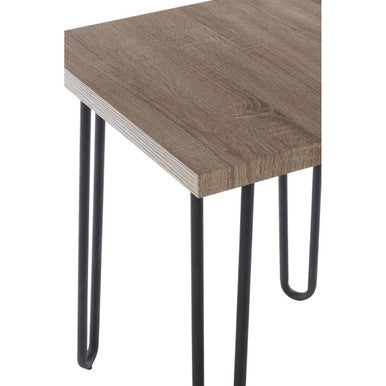 Natural Wooden Top Side Table With Hairpin Metal Legs, Borough
