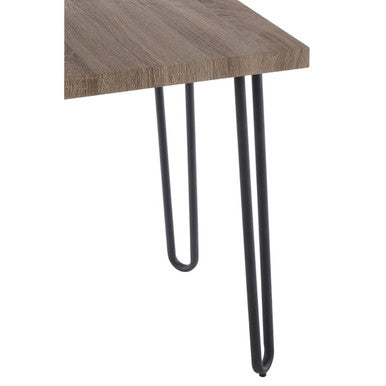 Natural Wooden Top Side Table With Hairpin Metal Legs, Borough