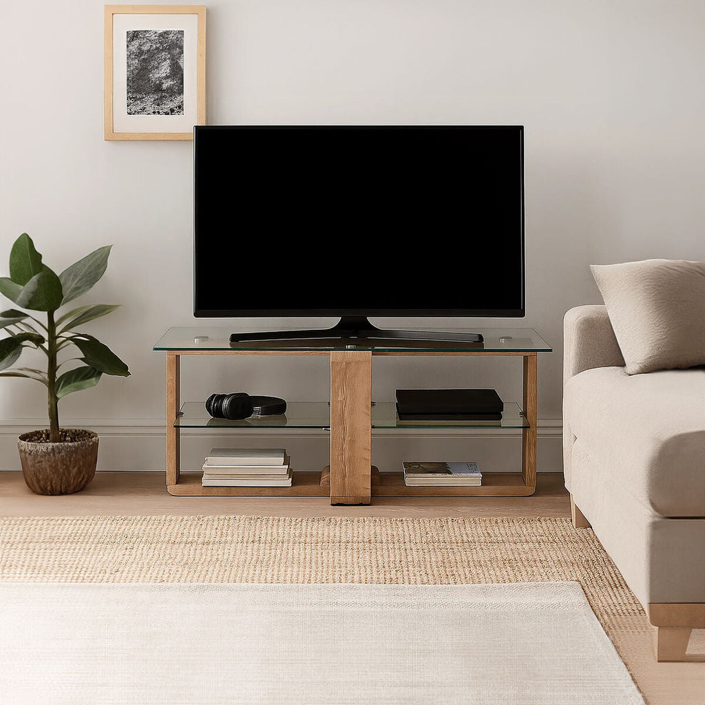 Barton 2 Tier Walnut Modern Media Unit