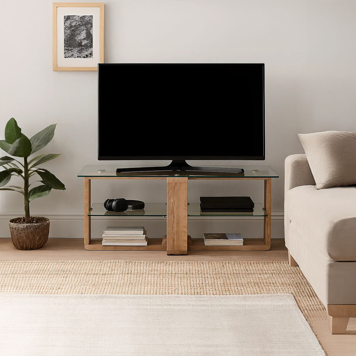 Barton 2 Tier Walnut Modern Media Unit