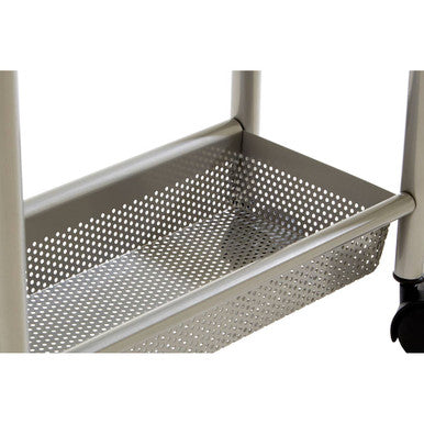 Dara 4 Tier Silver Metal Trolley With Basket