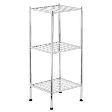 Micah 3 Tier Chrome Shelf Unit With Rubber Feet